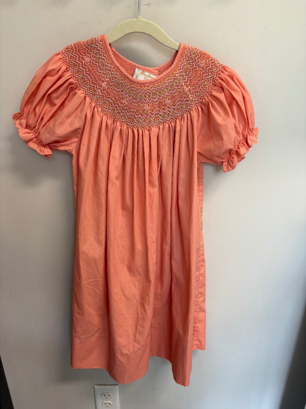 Rosalina Collections Peach Smocked Girls Dress 5Y